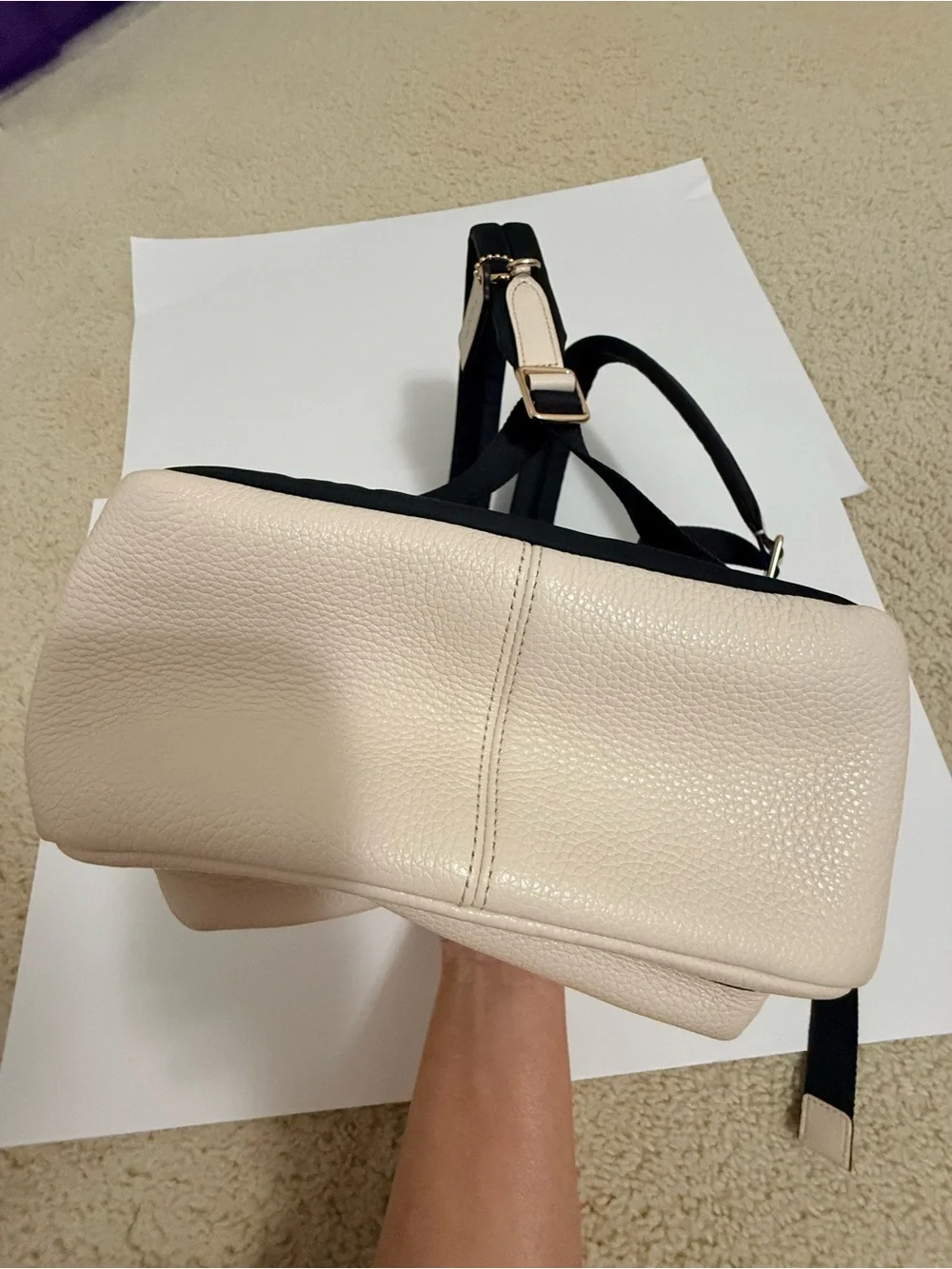 Coach Mini Pebbled Leather Backpack in Cream with Gold Hardware